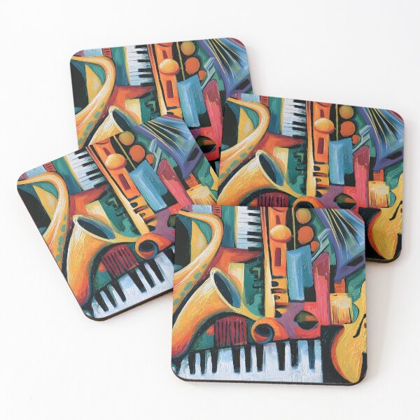 Item preview, Symphony in Vibrant Motion - Saxophones Violin and Gramophone in an Abstract Musical Celebration designed and sold by OlfactoART Studio.