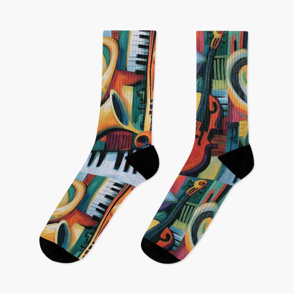 Item preview, Symphony in Vibrant Motion - Saxophones Violin and Gramophone in an Abstract Musical Celebration designed and sold by OlfactoART Studio.