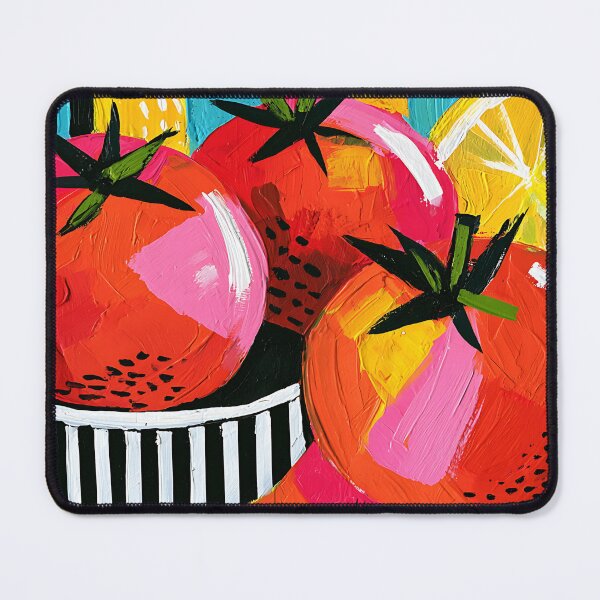 Item preview, Striped Bowl Summer Harvest - Three Red Tomatoes Framed by Bold Geometry and Vibrant Modern Color designed and sold by OlfactoART Studio.