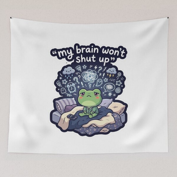 Item preview, Overthinking Frog at 3AM designed and sold by Elviqus Shop.