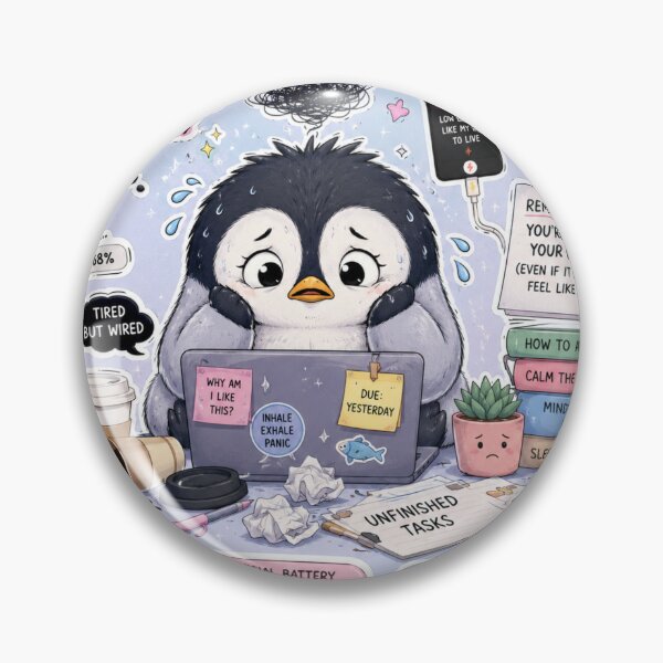 Item preview, Anxiety Penguin Starter Pack Funny Overthinking Humor Art designed and sold by irfanshikh.