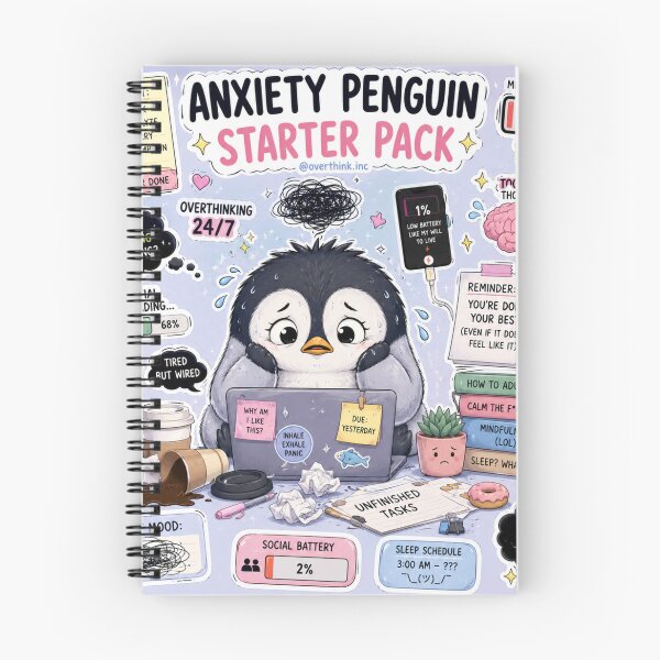 Item preview, Anxiety Penguin Starter Pack Funny Overthinking Humor Art designed and sold by irfanshikh.