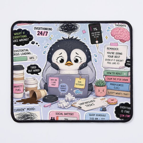 Item preview, Anxiety Penguin Starter Pack Funny Overthinking Humor Art designed and sold by irfanshikh.