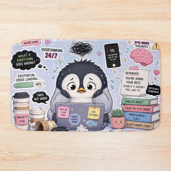 Item preview, Anxiety Penguin Starter Pack Funny Overthinking Humor Art designed and sold by irfanshikh.