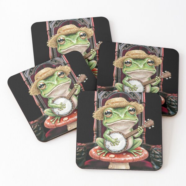 Item preview, Cottagecore Frog Playing Banjo on Mushroom Graphic Tee designed and sold by TrendingView.
