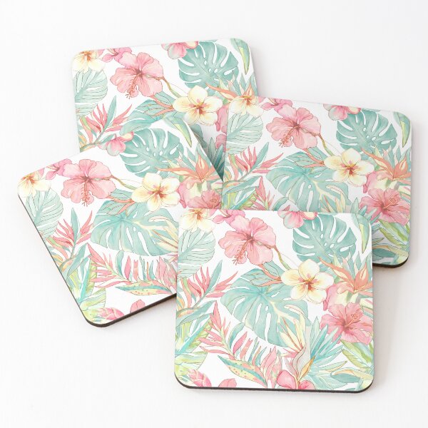 Item preview, Vintage Hawaiian Tropical  Floral n Foliage, Pastel Hues Watercolor designed and sold by PixDezines.