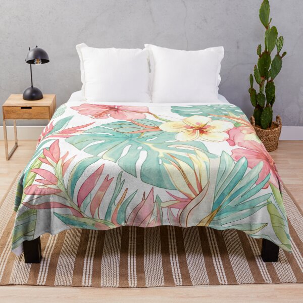 Item preview, Vintage Hawaiian Tropical  Floral n Foliage, Pastel Hues Watercolor designed and sold by PixDezines.