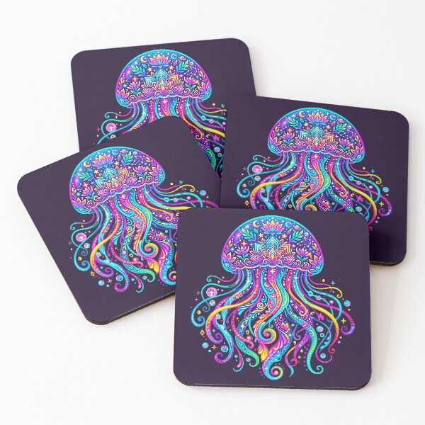 Item preview, Bioluminescent Rainbow Jellyfish Cosmic Lotus Pride Art designed and sold by MT-Hub | Cute Aesthetic Art, Stickers & Phone Cases.
