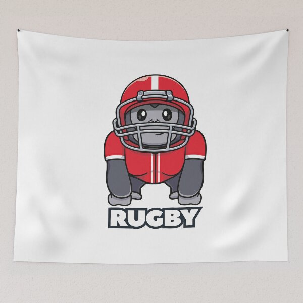 Item preview, Cute Gorilla Rugby Mascot Red Helmet Cartoon Sticker designed and sold by topprinting.