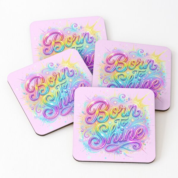 Item preview, Born To Shine Iridescent Rainbow Pride Typography designed and sold by MT-Hub | Art for Every Soul.