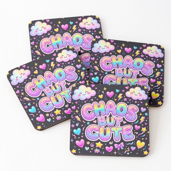 Item preview, Chaos But Cute Pastel Kawaii Bubble Typography Art designed and sold by MT-Hub | Art for Every Soul.