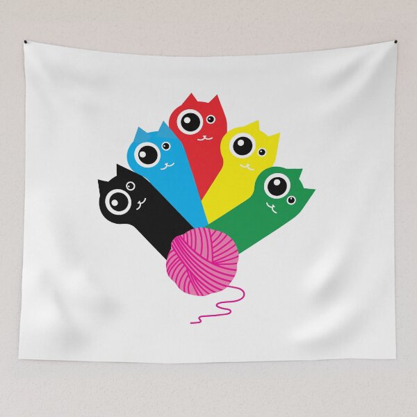 Item preview, multicolor cats designed and sold by RebelArt Designs.