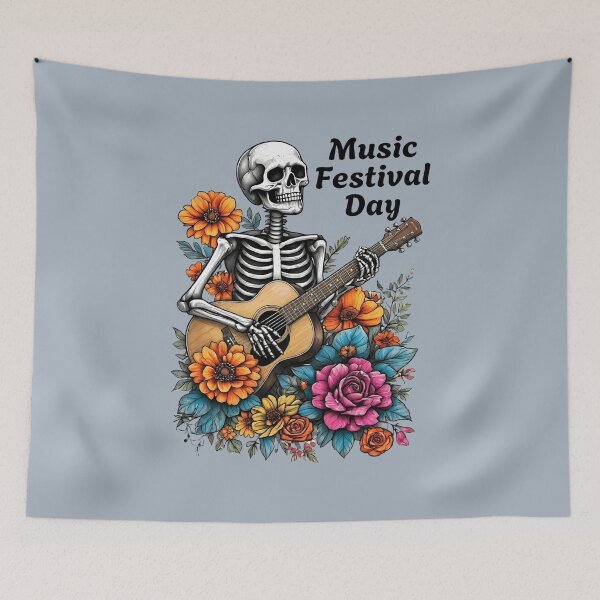 Item preview, Acoustic Skeleton – Floral Music Festival Day - World Music Day designed and sold by Art-Arcade6.