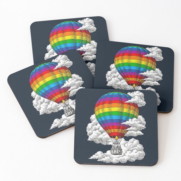 Item preview, Vintage Rainbow Hot Air Balloon Pride Art designed and sold by MT-Hub | Art for Every Soul.