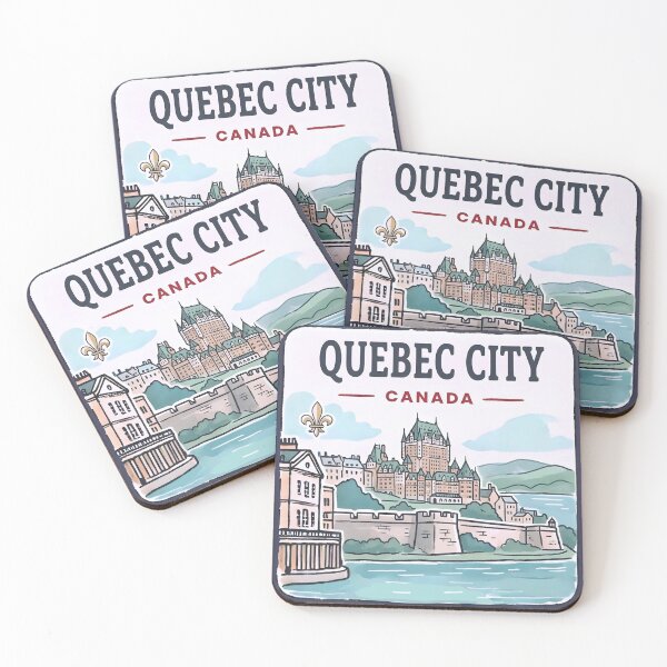 Item preview, Quebec City Canada Skyline Chateau Frontenac Fleur-De-Lis Landscape designed and sold by HowToCanadian.