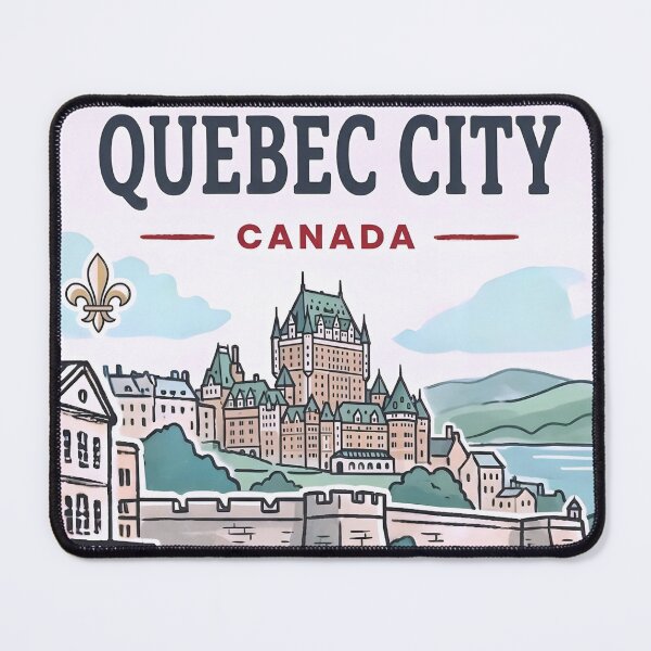 Item preview, Quebec City Canada Skyline Chateau Frontenac Fleur-De-Lis Landscape designed and sold by HowToCanadian.