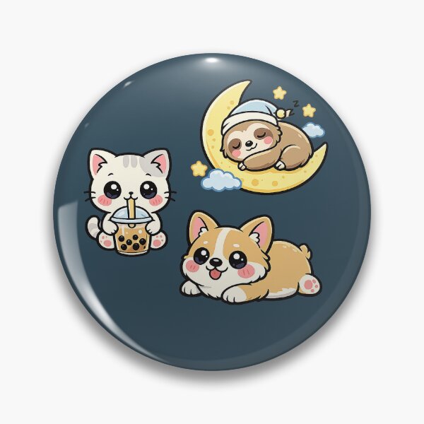 Item preview, Kawaii Dream Team – Boba Cat, Sleepy Sloth & Happy Corgi designed and sold by slikar.