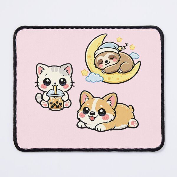 Item preview, Kawaii Dream Team – Boba Cat, Sleepy Sloth & Happy Corgi designed and sold by slikar.