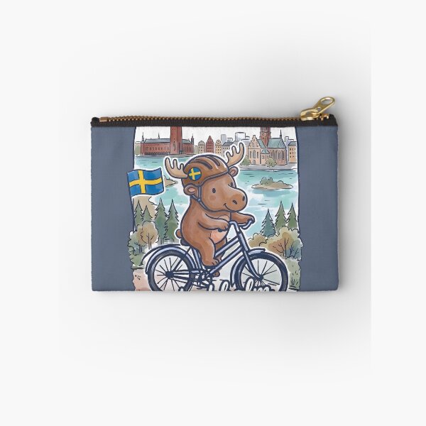 Item preview, Stockholm Sweden Bicycling Cute Moose Cyclist Skyline  designed and sold by HowToCanadian.