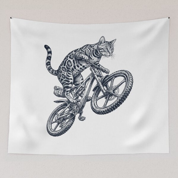 Item preview, Vintage Bengal Cat Riding Bicycle Cycling Bike Kitten Lover designed and sold by TerryConnells.