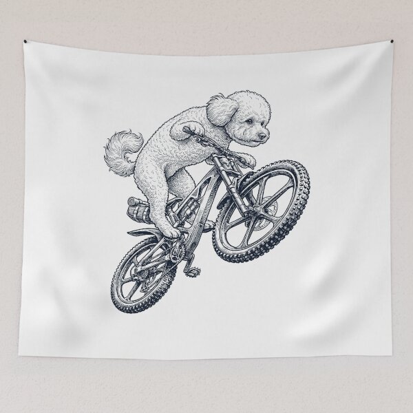 Item preview, Vintage Bichon Frise Riding Bicycle Cycling Bike Dog Lover designed and sold by TerryConnells.