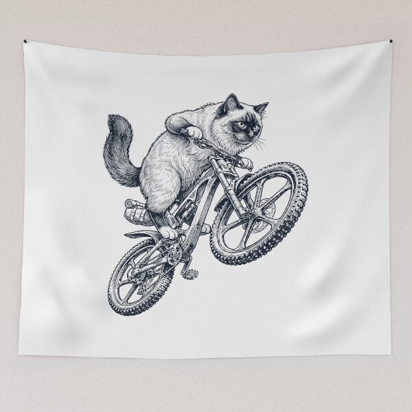 Item preview, Vintage Birman Cat Riding Bicycle Cycling Bike Kitten Lover designed and sold by TerryConnells.