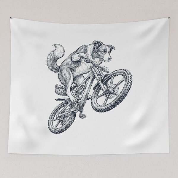 Item preview, Vintage Border Collie Riding Bicycle Cycling Bike Dog Lover designed and sold by TerryConnells.