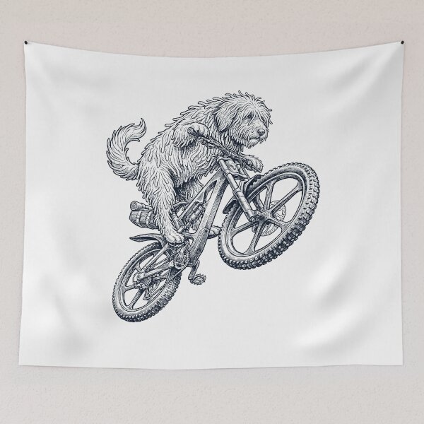 Item preview, Vintage Bouvier des Flandres Riding Bicycle Cycling Bike Dog Lover designed and sold by TerryConnells.