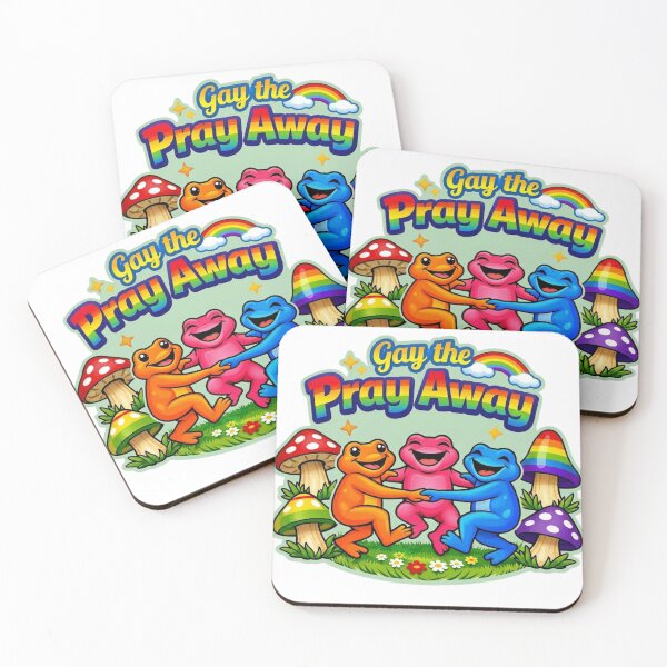 Item preview, Gay The Pray Away T-Shirt Rainbow Dancing Frogs & Pride Mushrooms designed and sold by MerchlyMike.