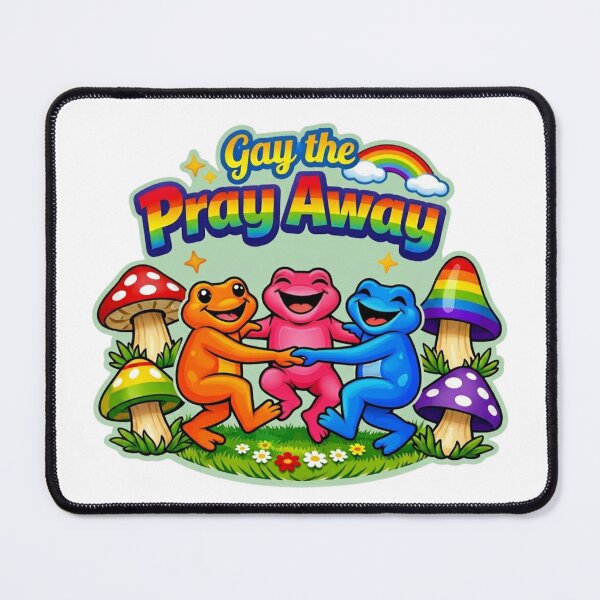 Item preview, Gay The Pray Away T-Shirt Rainbow Dancing Frogs & Pride Mushrooms designed and sold by MerchlyMike.