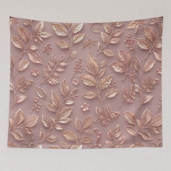Item preview, Golden leaves on rusty pink background  designed and sold by Heaven1111.