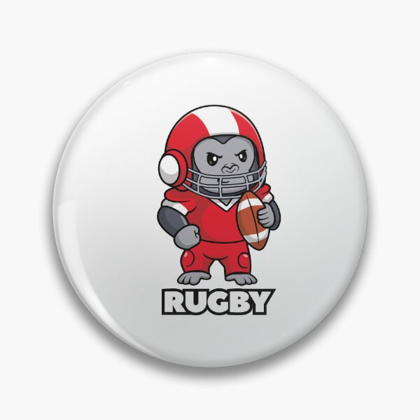 Item preview, Tough Gorilla Rugby Mascot with Ball Cartoon Sticker designed and sold by topprinting.