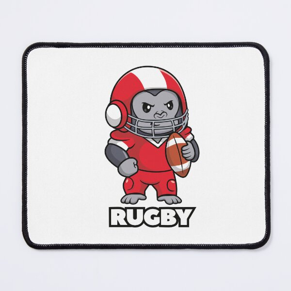 Item preview, Tough Gorilla Rugby Mascot with Ball Cartoon Sticker designed and sold by topprinting.
