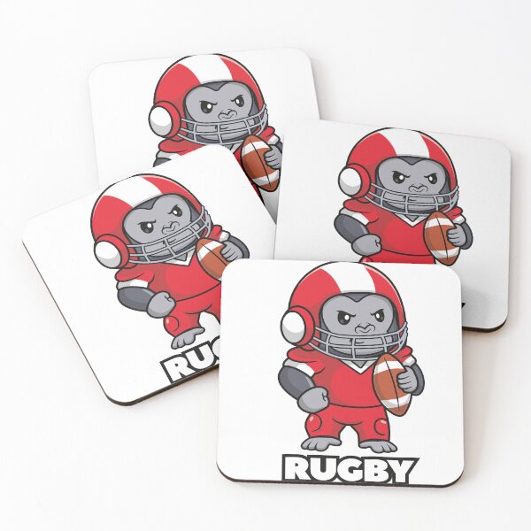 Item preview, Tough Gorilla Rugby Mascot with Ball Cartoon Sticker designed and sold by topprinting.