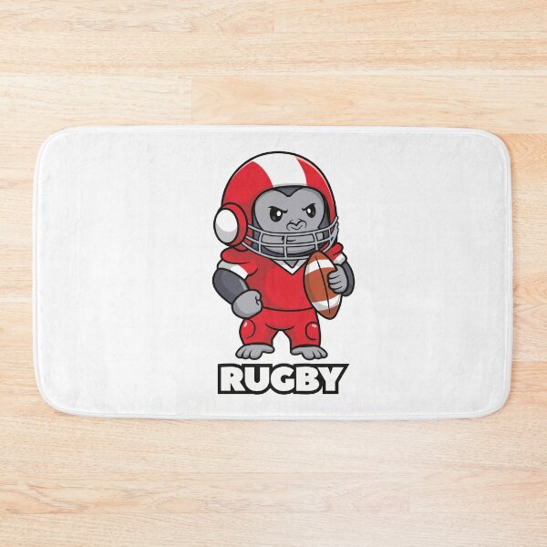 Item preview, Tough Gorilla Rugby Mascot with Ball Cartoon Sticker designed and sold by topprinting.