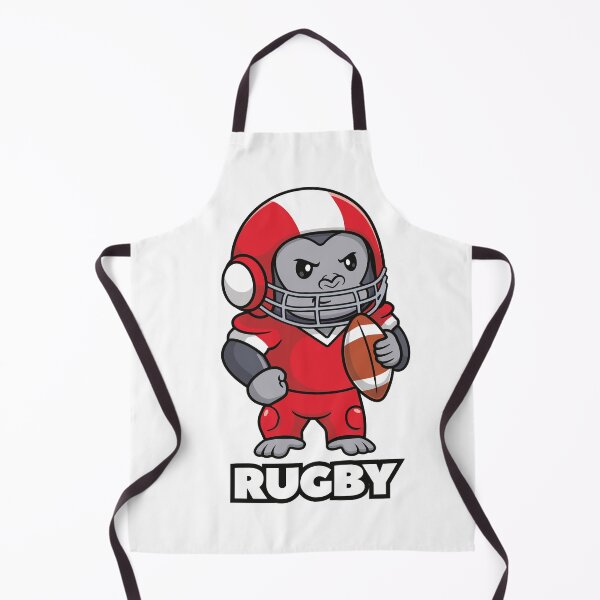 Item preview, Tough Gorilla Rugby Mascot with Ball Cartoon Sticker designed and sold by topprinting.
