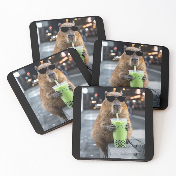 Item preview, Mens Capybara Drinking Iced Boba Tea designed and sold by Littermin.