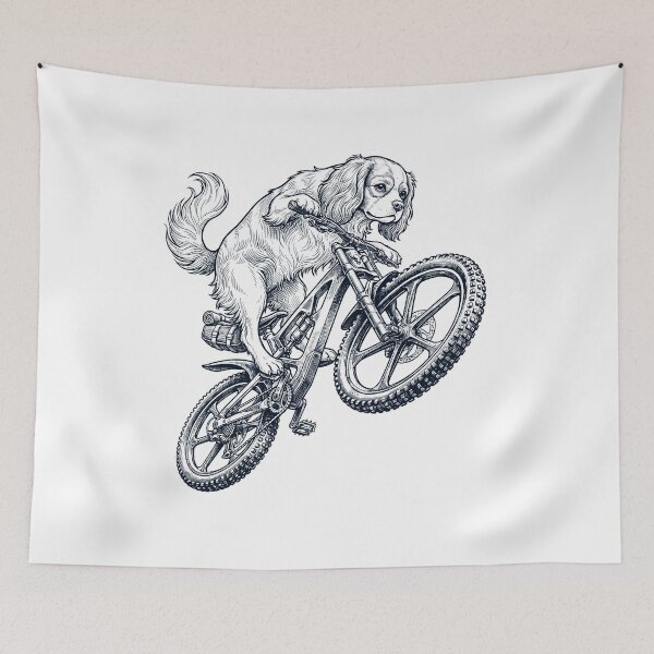 Item preview, Vintage Cavalier King Charles Spaniel Riding Bicycle Cycling Bike Dog Lover designed and sold by TerryConnells.