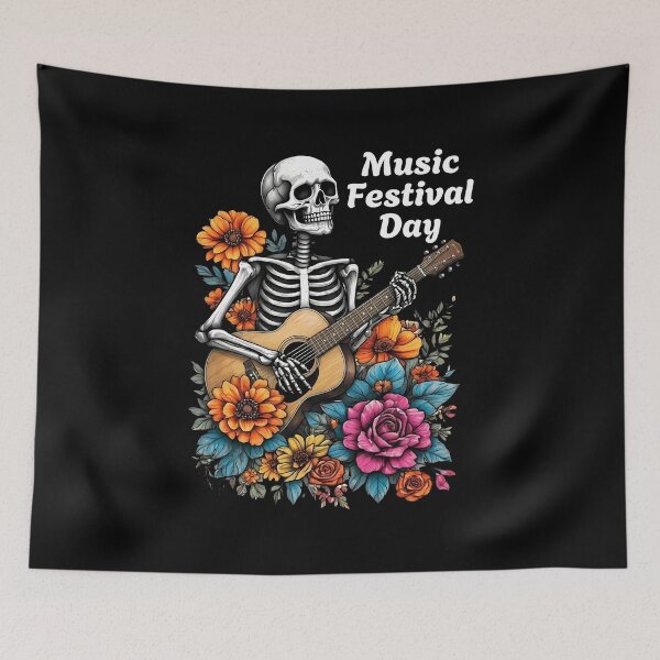 Item preview, Acoustic Skeleton – Floral Music Festival Day - World Music Day designed and sold by Art-Arcade6.