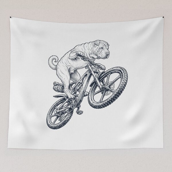 Item preview, Vintage Chinese Shar Pei Riding Bicycle Cycling Bike Dog Lover designed and sold by TerryConnells.