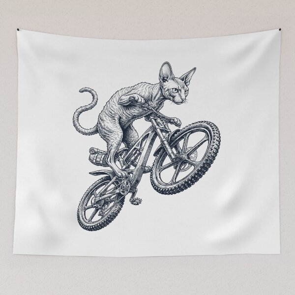 Item preview, Vintage Cornish Rex Cat Riding Bicycle Cycling Bike Kitten Lover designed and sold by TerryConnells.