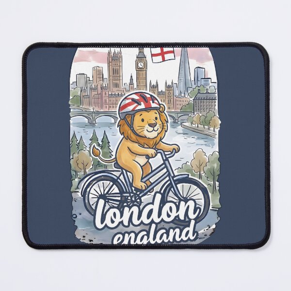 Item preview, London England UK Bicycling Lion Cute Cyclist Skyline designed and sold by HowToCanadian.