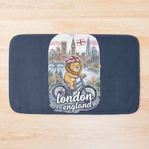Item preview, London England UK Bicycling Lion Cute Cyclist Skyline  designed and sold by HowToCanadian.