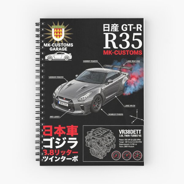 Artikelvorschau, R35 GT-R T-Shirt-Grafiken dunkel entworfen und verkauft von MKCustomsGarage.