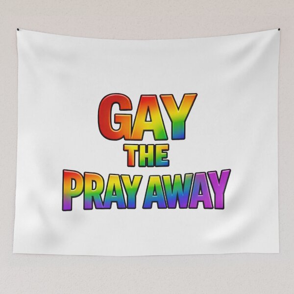 Item preview, Gay the Pray Away Retro Rainbow Pride Typography designed and sold by MerchlyMike.