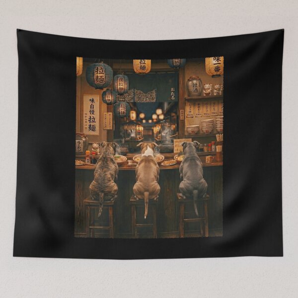 Item preview, Japanese American Pit Bull Terrier Art Ramen Noodle Foodie Dog Lover designed and sold by DoodleTortle.
