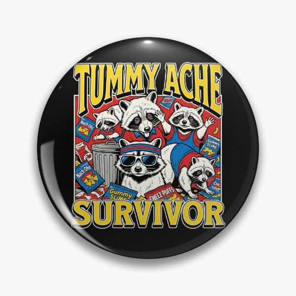 Item preview, Tummy Ache Survivor Raccoons Meme Graphic Comic 90s designed and sold by Kitkin.