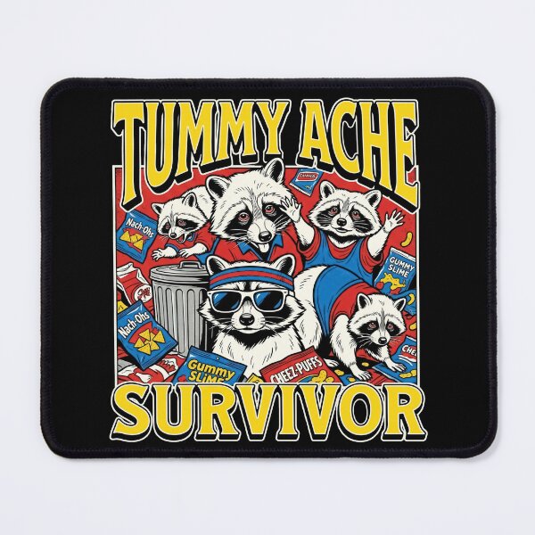 Item preview, Tummy Ache Survivor Raccoons Meme Graphic Comic 90s designed and sold by Kitkin.