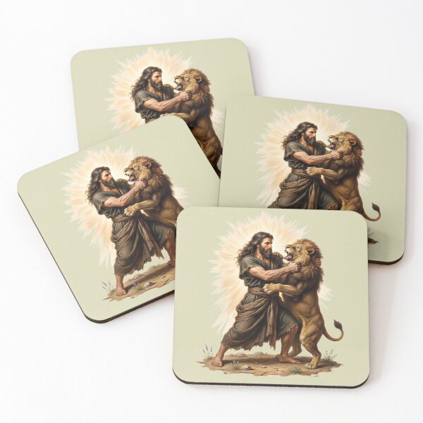 Item preview, Samson Wrestling The Lion Painting designed and sold by RRRShop.