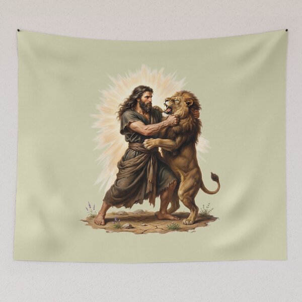 Item preview, Samson Wrestling The Lion Painting designed and sold by RRRShop.